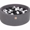 MeowBaby® Suchý bazén 90x30cm s 200 loptičkami, Tmavo-sivý: čierne, šedé, biele