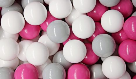 MeowBaby® 500 ks zostava plastových guličiek ?7cm šedé, biele, tmavo ružové